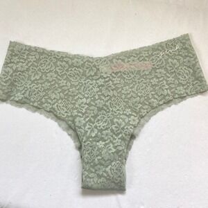 NWOT Victorias Secret PINK Sage Green Cheekster Tanga Lace Panties‎ Womens XS
